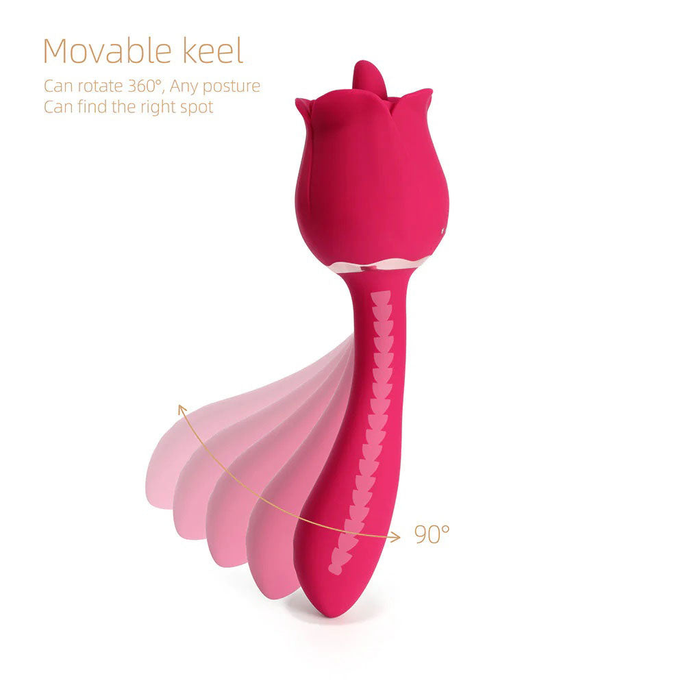 Rhea - the Rose Clit Licking Tongue Vibrator and G Spot Massager - Pink Honey Play Box