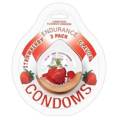 Endurance Condoms - Strawberry - 3 Pack Hott Products