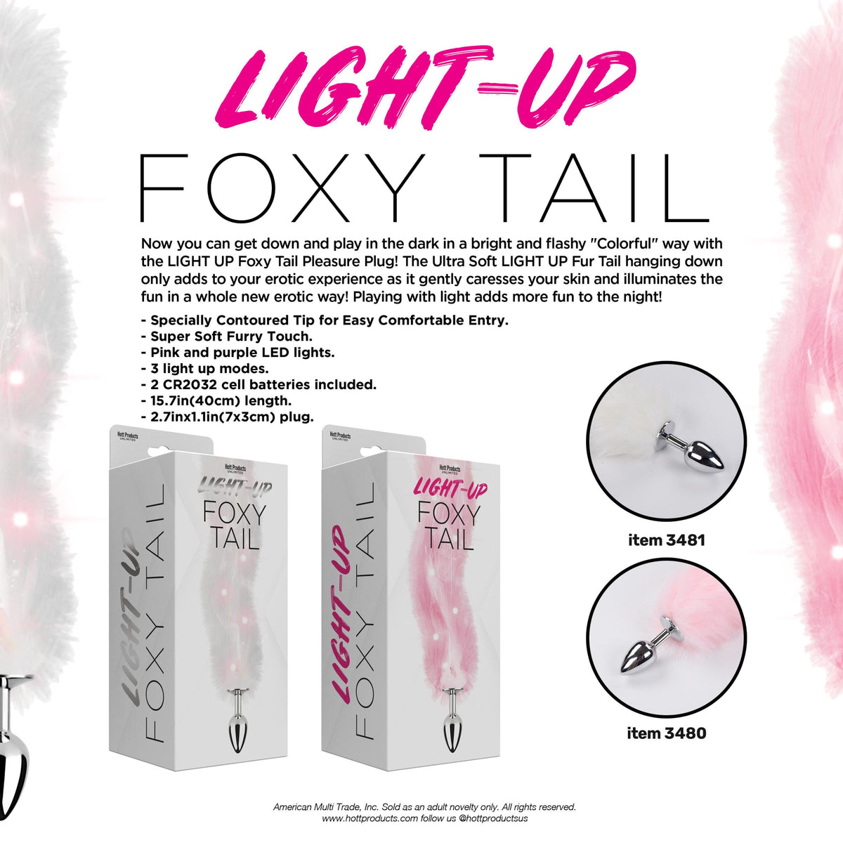 Foxy Tail - Light Up Faux Fur Butt Plug - Plug Hott Products