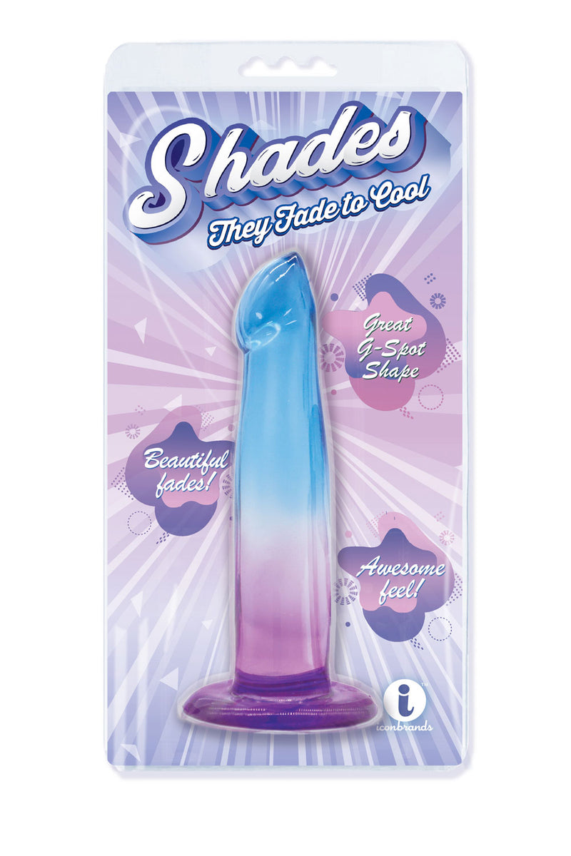 Shades, 6.25" G-Spot Jelly Tpr Gradient Dong - Blue and Purple Icon Brands