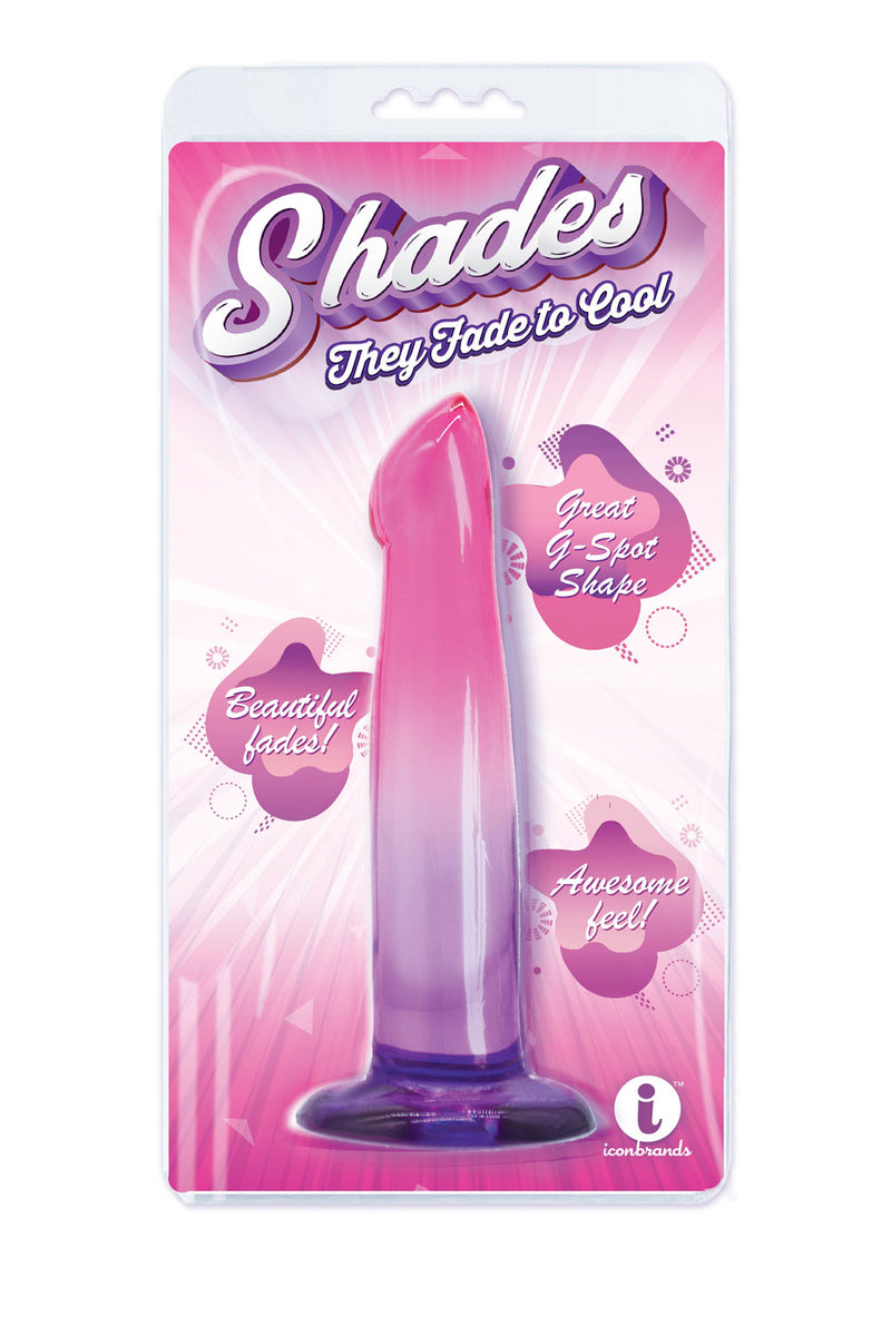 Shades, 6.25" G-Spot Jelly Tpr Gradient Dong - Pink and Purple Icon Brands