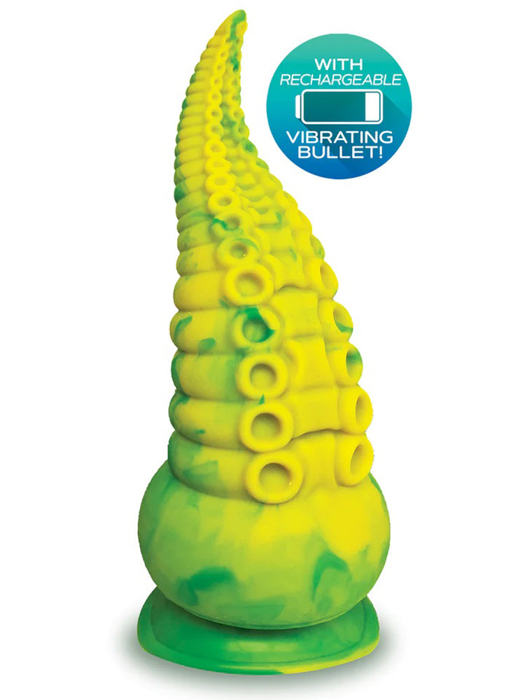 Alien Nation Octopod Silicone Rechargeable  Vibrating Creature Dildo - Yellow and Green Icon Brands