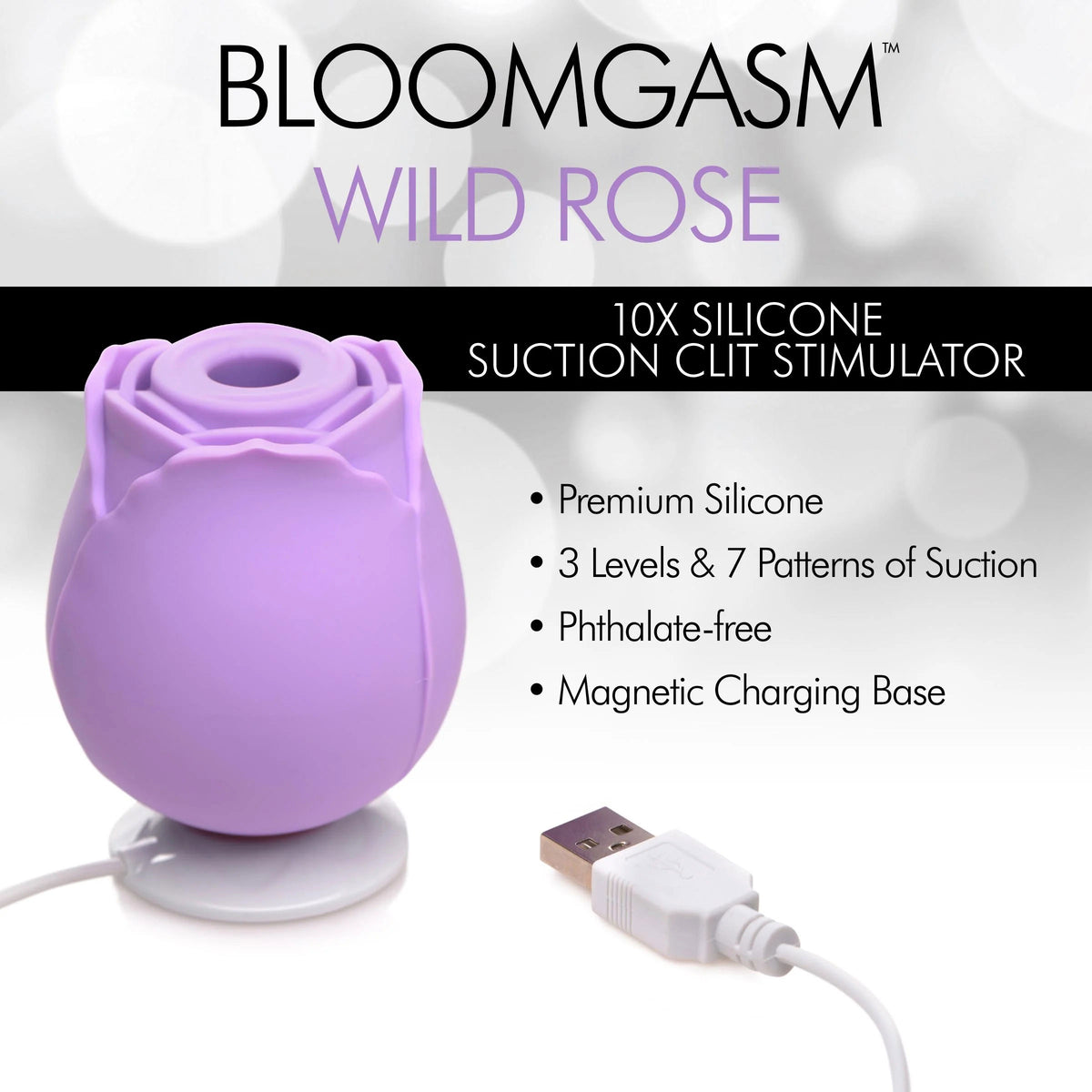 Bloomgasm Wild Rose 10x Suction Clit Stimulator -  Purple XR Brands inmi