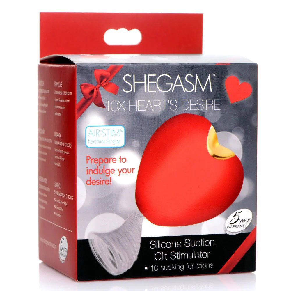 Shegasm 10x Heart Desire Silicone Suction Clit  Stimulator - Red XR Brands inmi