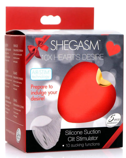 Shegasm 10x Heart Desire Silicone Suction Clit  Stimulator - Red XR Brands inmi