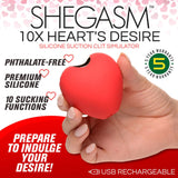 Shegasm 10x Heart Desire Silicone Suction Clit  Stimulator - Red XR Brands inmi