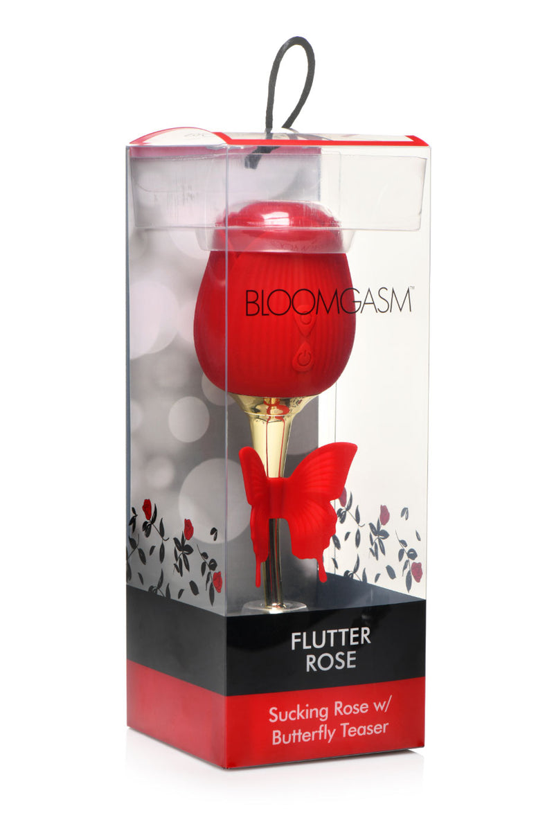 Bloomgasm Flutter Rose Sucking Rose With Butterfly  Teaser - Red XR Brands inmi