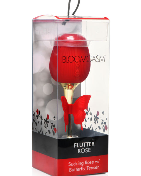 Bloomgasm Flutter Rose Sucking Rose With Butterfly  Teaser - Red XR Brands inmi