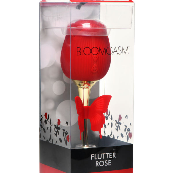 Bloomgasm Flutter Rose Sucking Rose With Butterfly  Teaser - Red XR Brands inmi