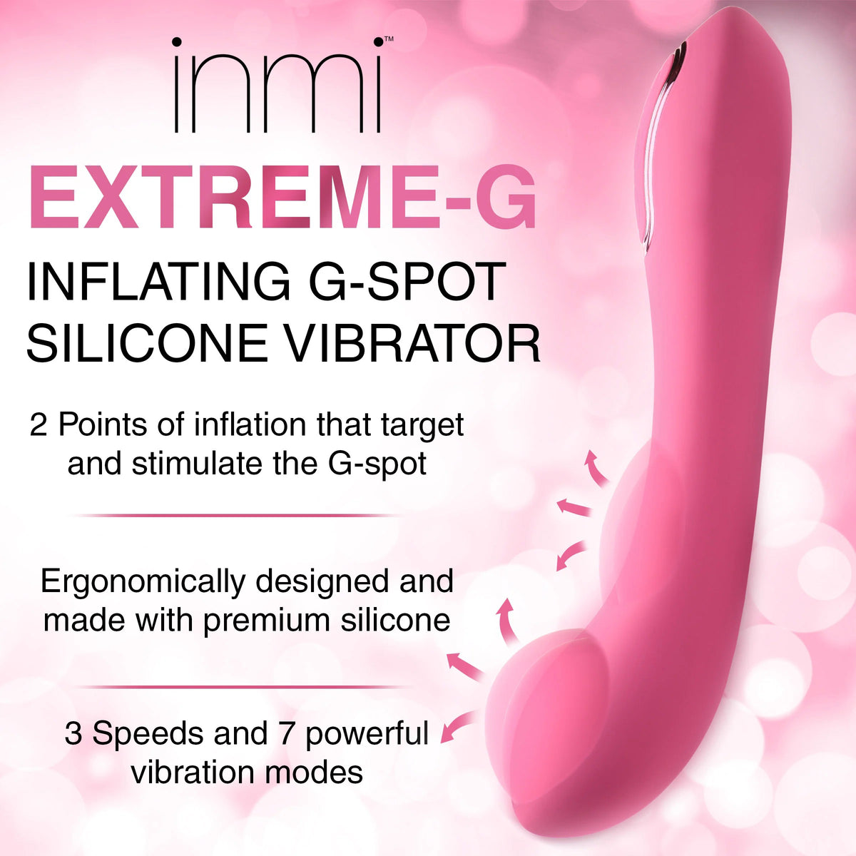 Extreme-G Inflating G-Spot Silicone Vibrator -  Pink XR Brands inmi