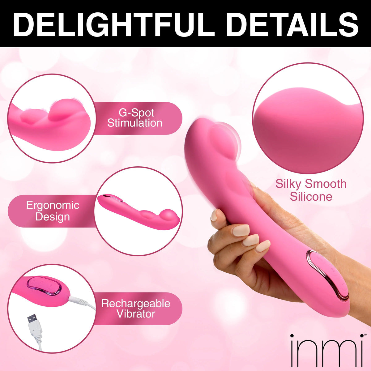 Extreme-G Inflating G-Spot Silicone Vibrator -  Pink XR Brands inmi