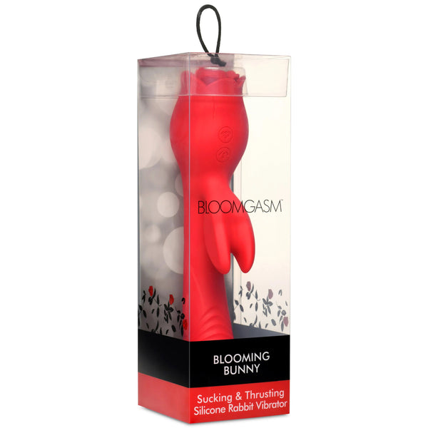 Blooming Bunny Sucking and Thrusting Silicone  Rabbit Vibrator - Red XR Brands inmi