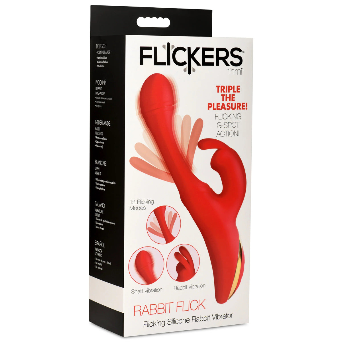 Rabbit Flick Flicking Silicone Rabbit Vibrator -  Red XR Brands inmi