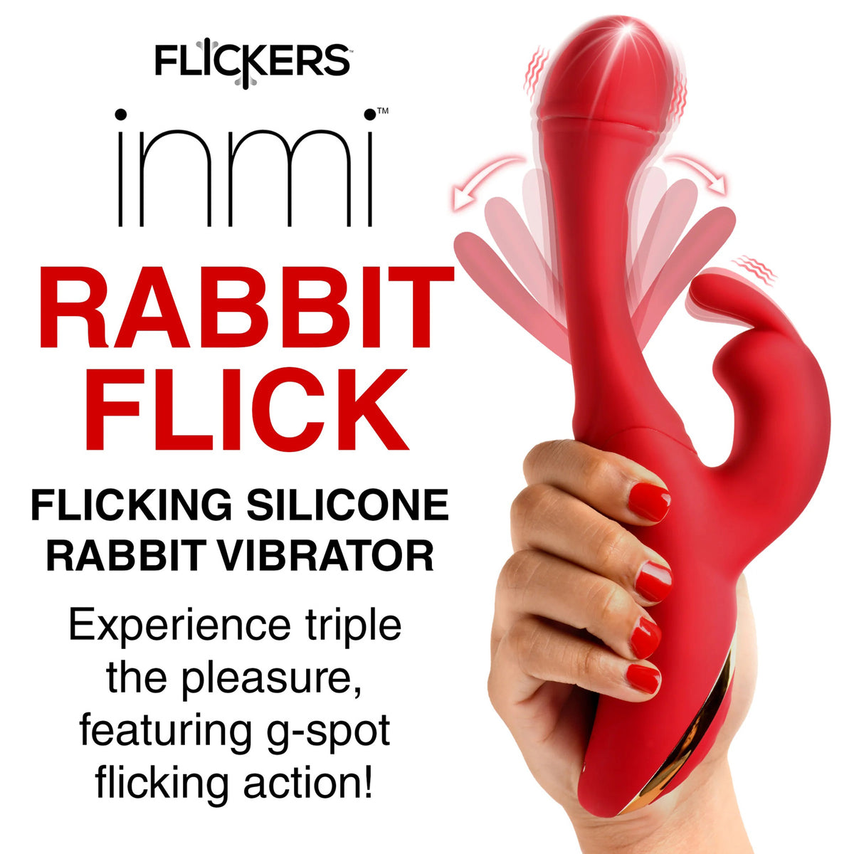 Rabbit Flick Flicking Silicone Rabbit Vibrator -  Red XR Brands inmi