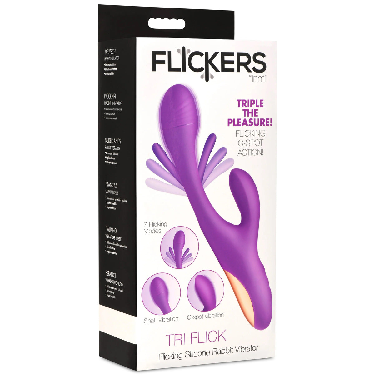 Tri-Flick Flicking Silicone Rabbit Vibrator -  Purple XR Brands inmi