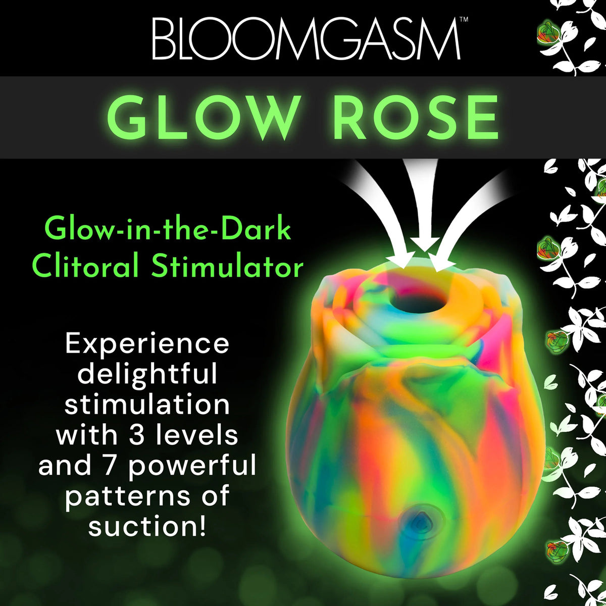 Glow Rose Glow-in-the-Dark Rose Clit Stimulator - Rainbow XR Brands inmi