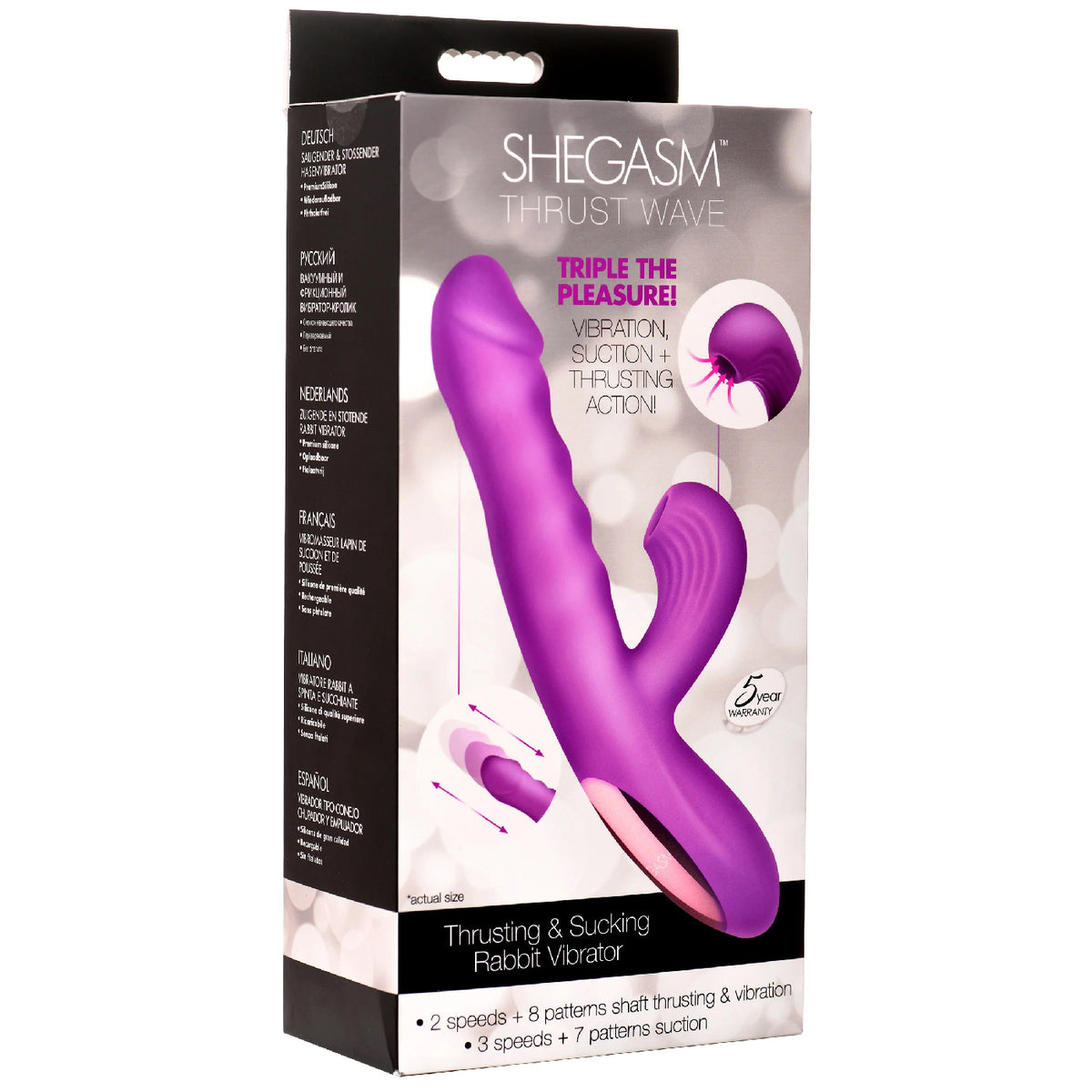 Thrust Wave Thrusting and Sucking Rabbit Vibrator  - Purple XR Brands Shegasm