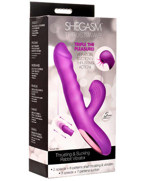 Thrust Wave Thrusting and Sucking Rabbit Vibrator  - Purple XR Brands Shegasm