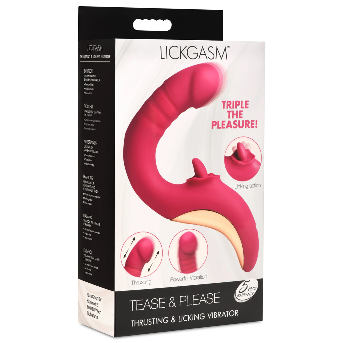 Tease and Please Thrusting and Licking Vibrator -  Fuchsia XR Brands Shegasm