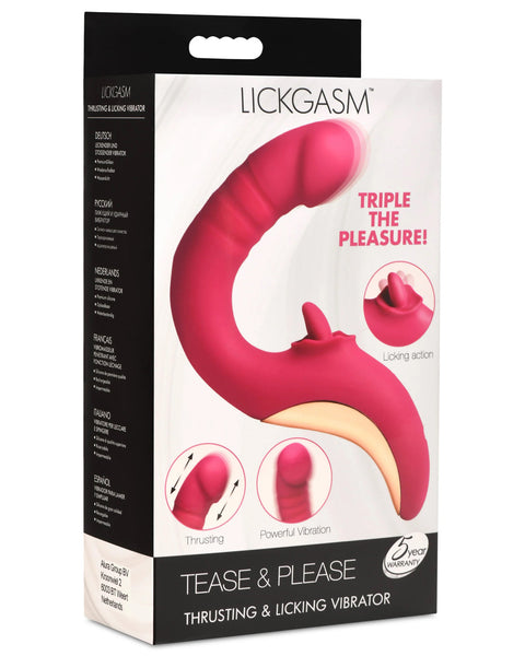 Tease and Please Thrusting and Licking Vibrator -  Fuchsia XR Brands Shegasm