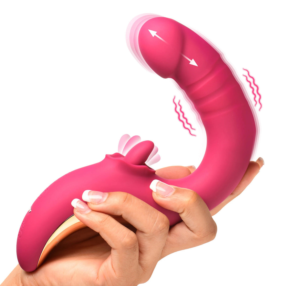 Tease and Please Thrusting and Licking Vibrator -  Fuchsia XR Brands Shegasm