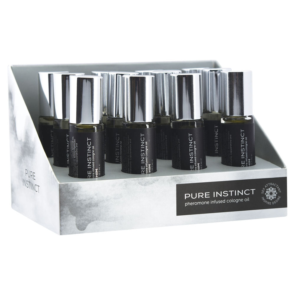 Pure Instinct Pheromone Cologne Oil for Him - 10.2ml 12 Pc Display Set Classic Brands