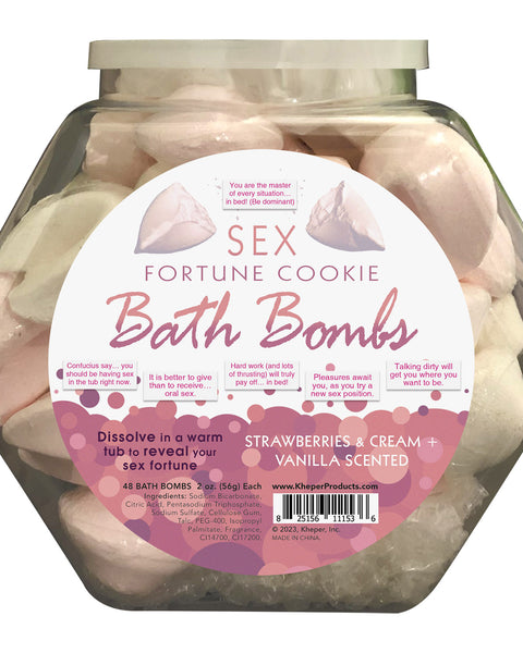 Sex Fortune Cookie Bath Bomb Fishbowl Display of  48 Units - Strawberry Cream and Vanilla Kheper Games