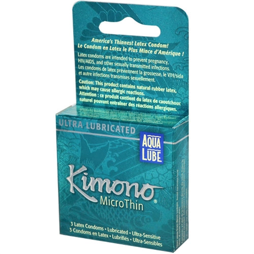 Kimono Microthin Plus Aqua Lube - 3 Pack Kimono Condoms