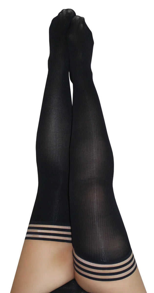 Dana Lynn - Ribbed Thigh High - Size D - Black Sale Specials