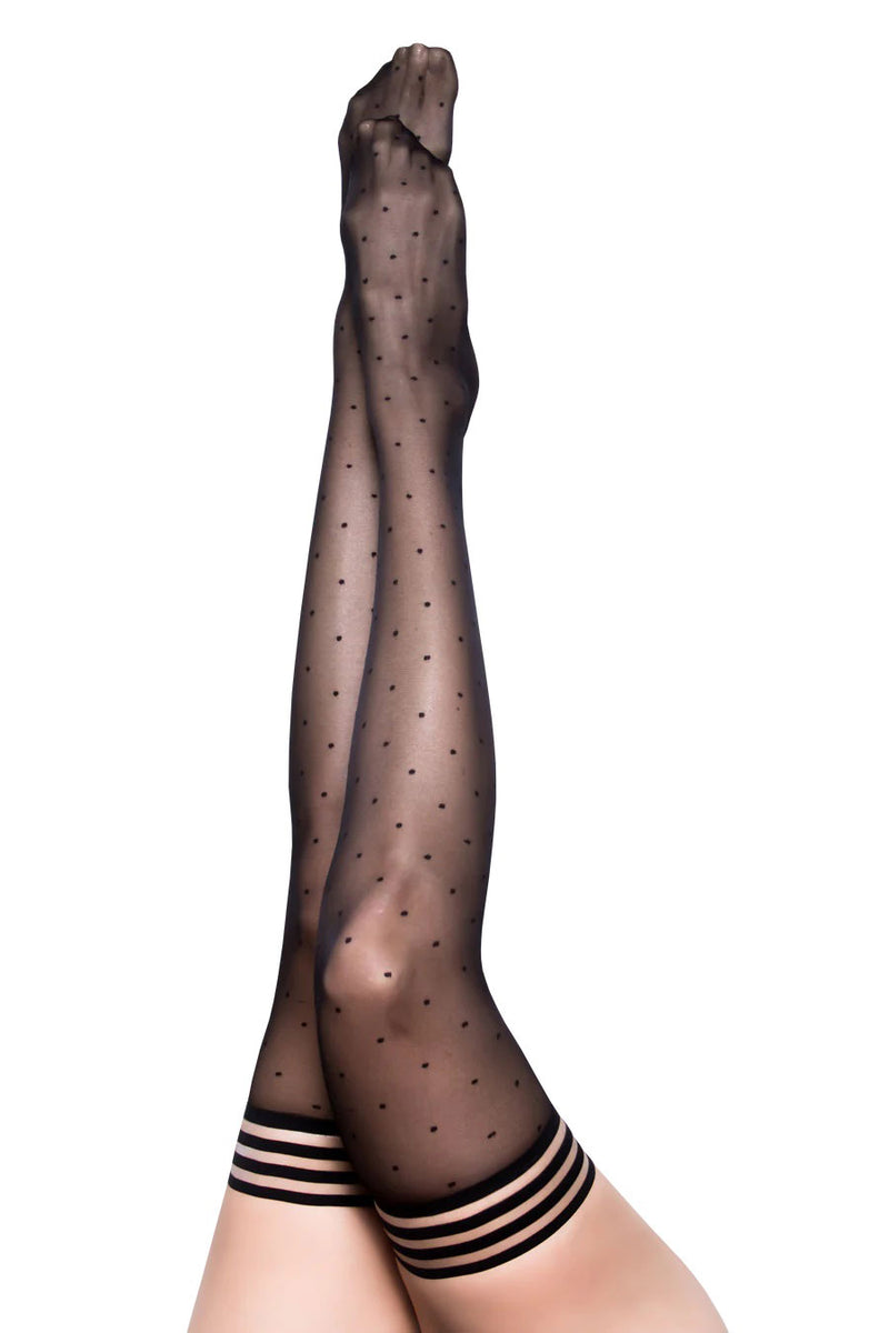 Ally - Polka Dot Thigh High - Size a - Black Sale Specials