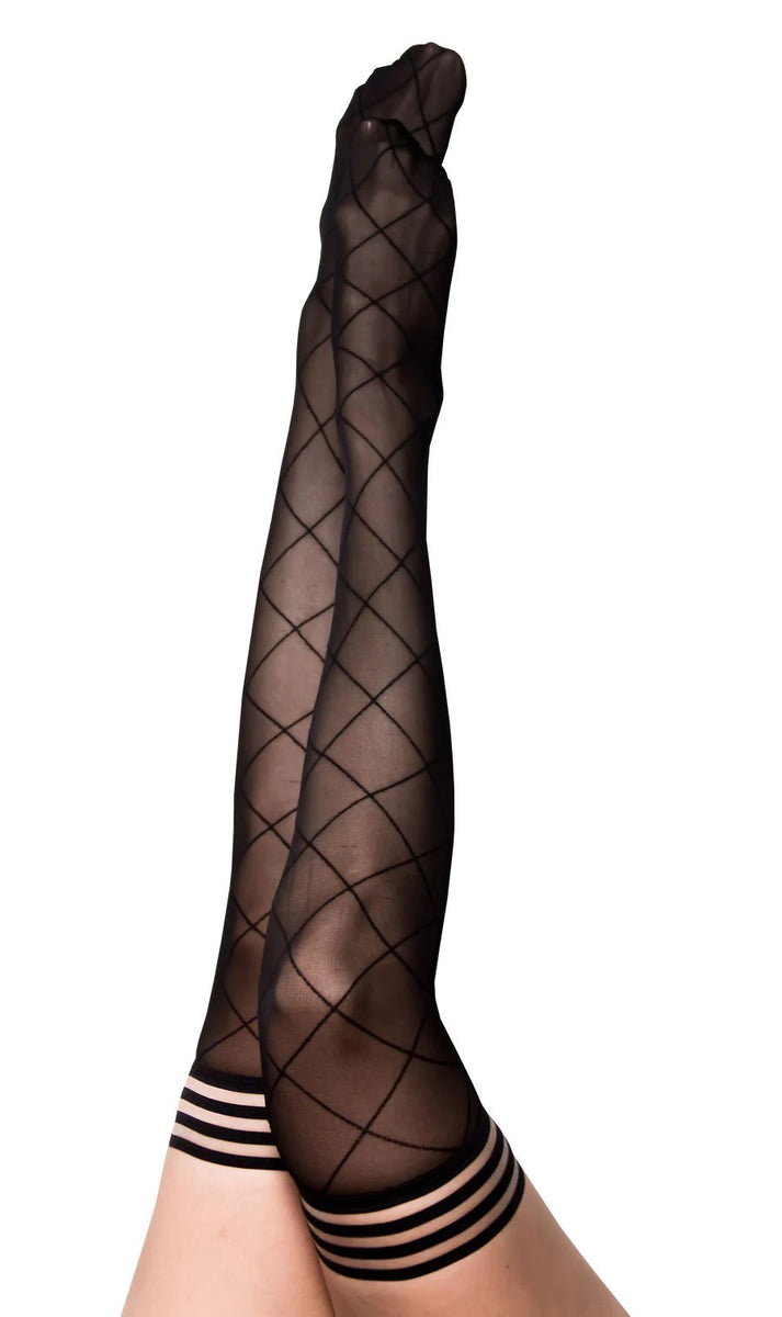 Anna - Diamond Thigh High - Size a - Black Sale Specials