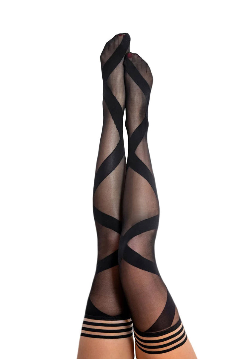 Jackie - Semi Sheer Thigh High - Size a - Black Sale Specials