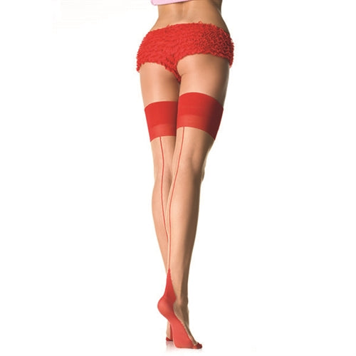 Sheer 2 Tone Stockings - One Size - Nude/ Red Leg Avenue