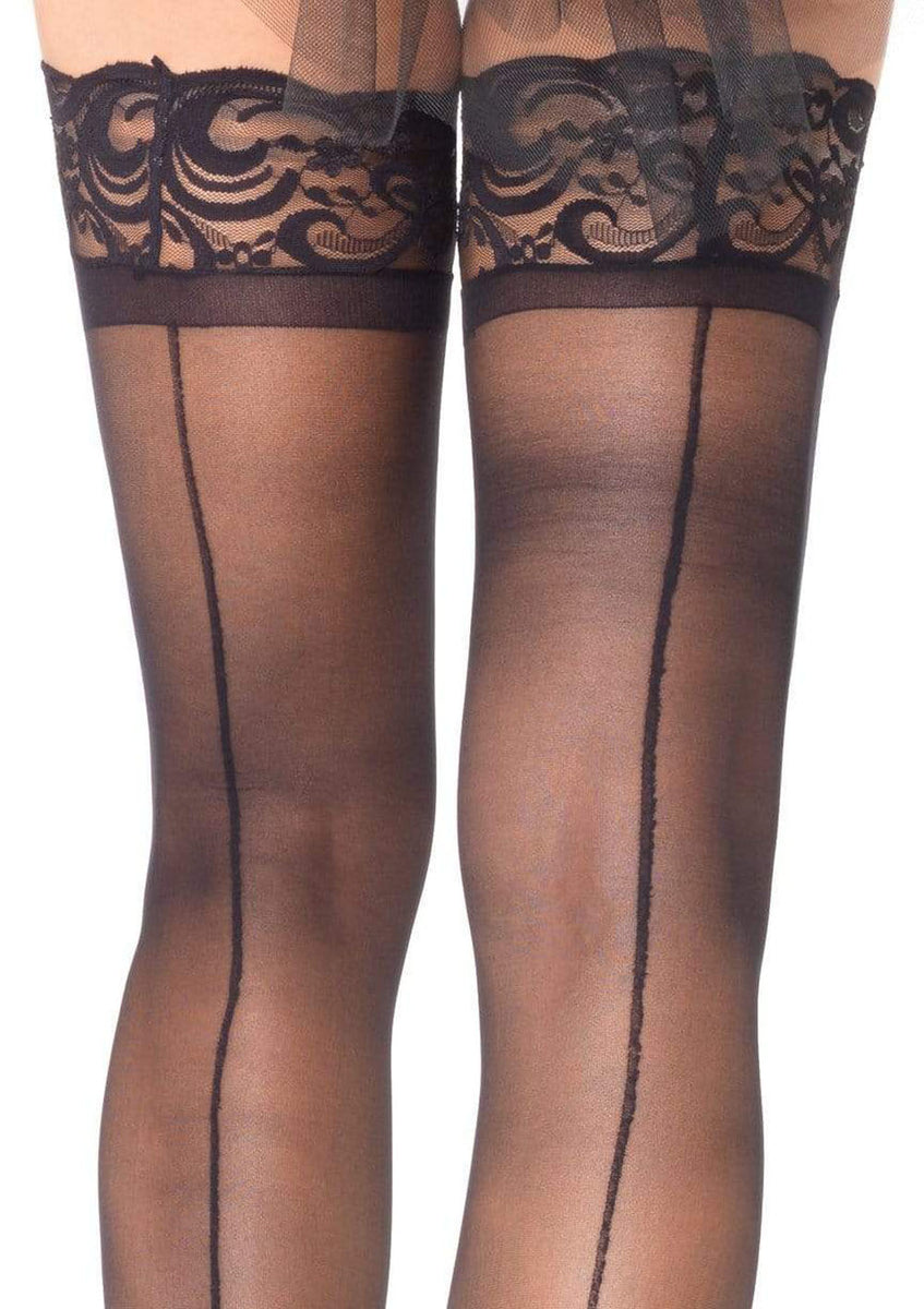 Stay Up Sheerthigh Highs - Black - One Size Leg Avenue