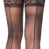 Stay Up Sheerthigh Highs - Black - One Size Leg Avenue