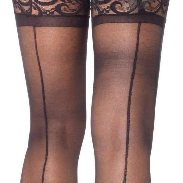 Stay Up Sheerthigh Highs - Black - One Size Leg Avenue