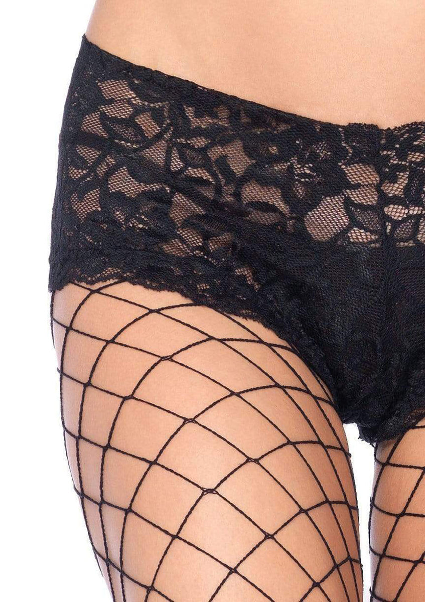 Fence Net Boy Short Pantyhose - One Size - Black Leg Avenue