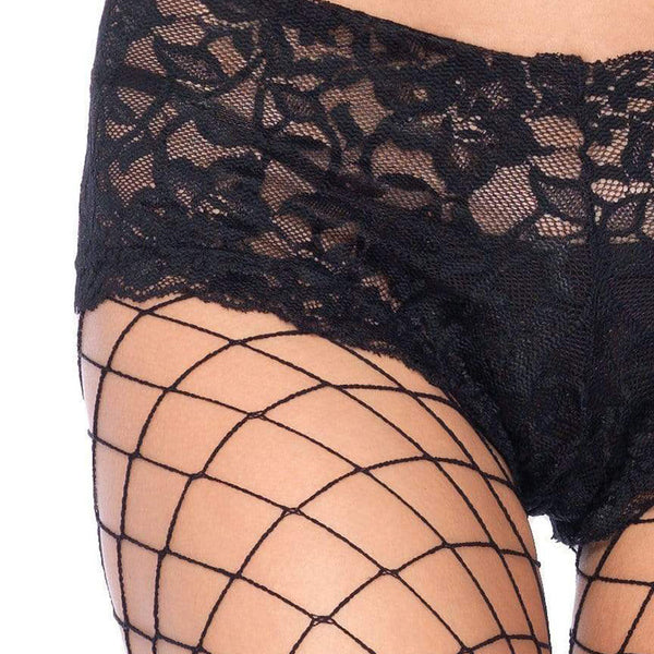 Fence Net Boy Short Pantyhose - One Size - Black Leg Avenue