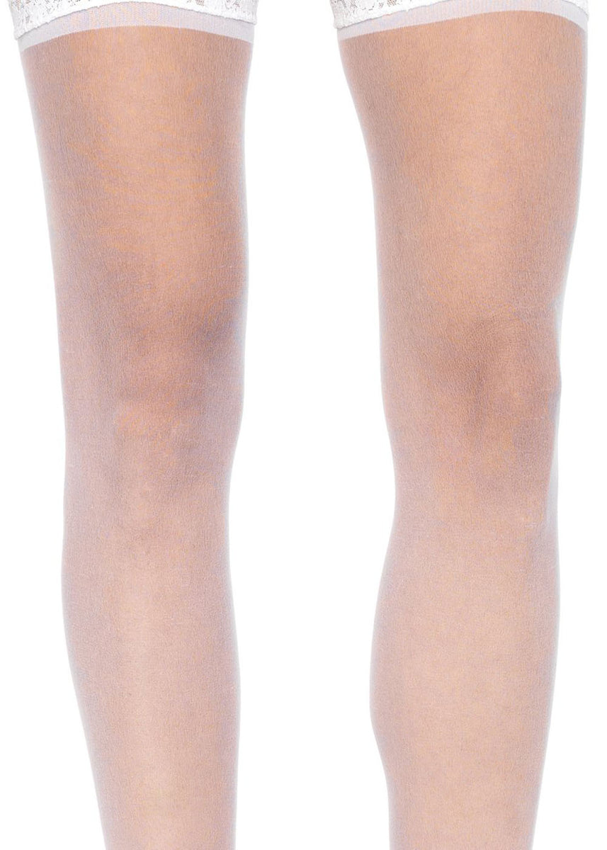 Sheer Thigh Highs - One Size - White Leg Avenue