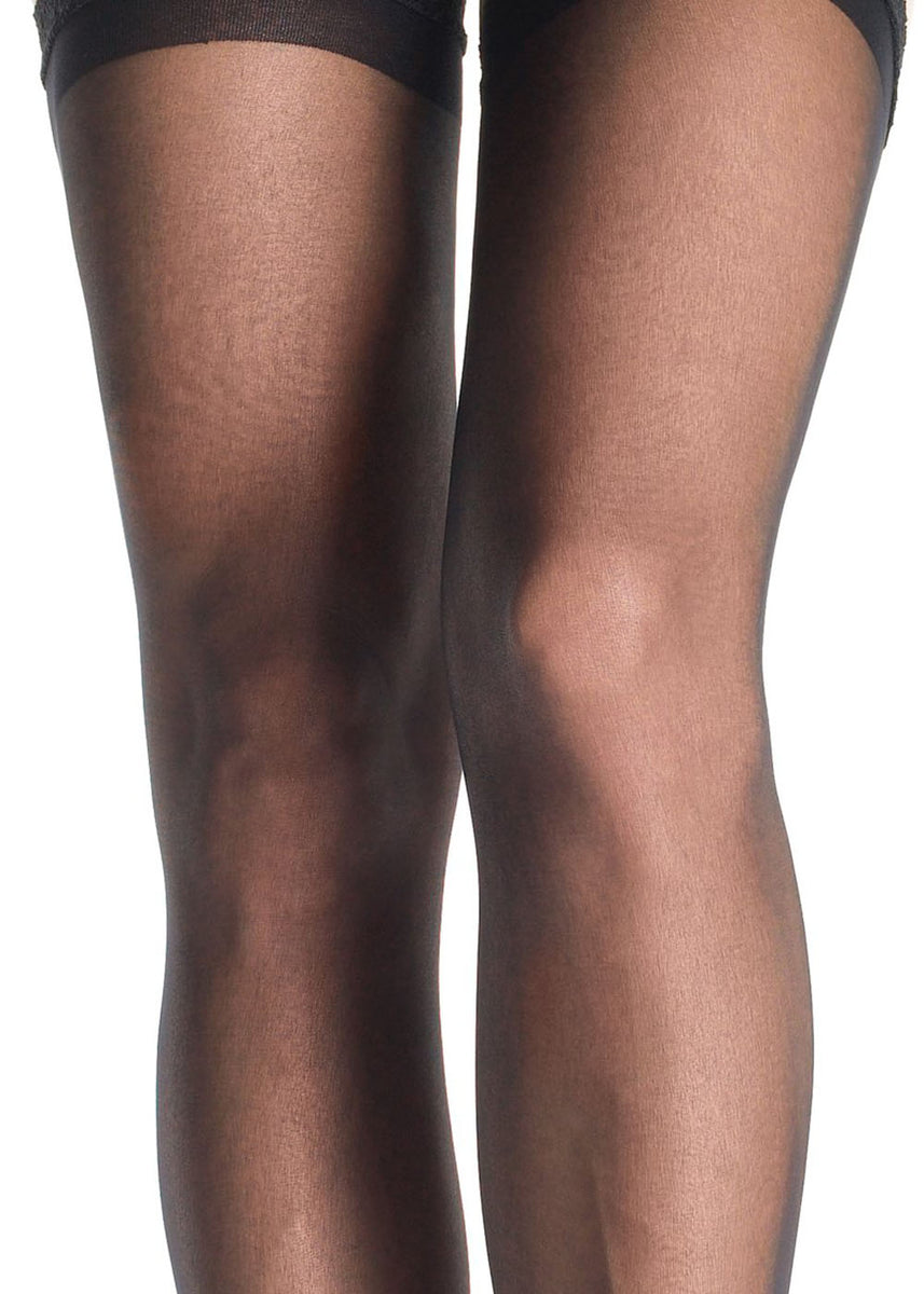 Sheer Thigh Highs - Queen Size - Black Leg Avenue