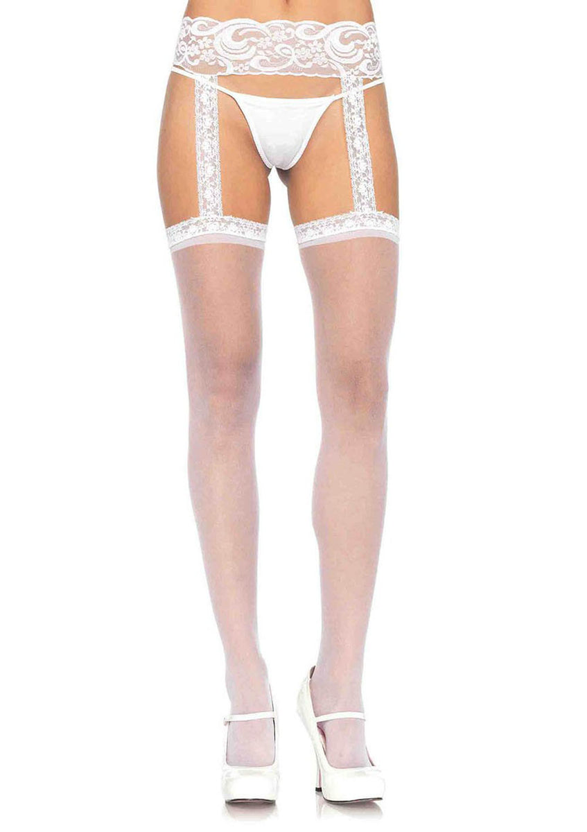 Sheer Thigh Highs - One Size - White Leg Avenue