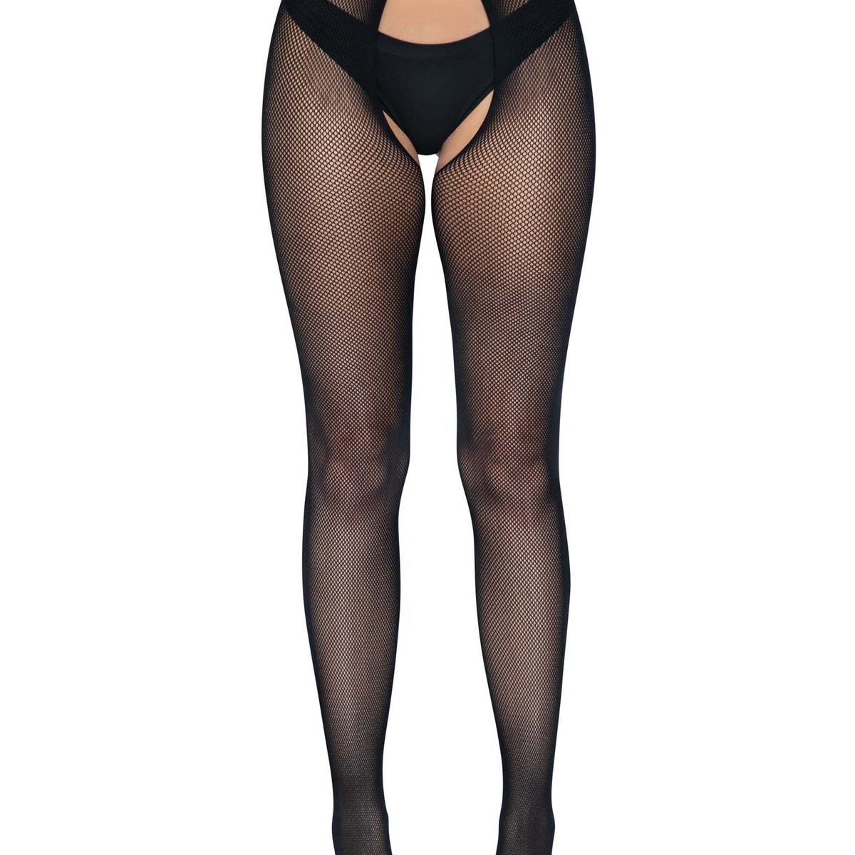 Micro Net Strappy Crotchless Tights - One Size -  Black Sale Specials