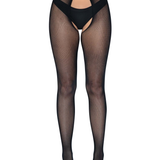 Micro Net Strappy Crotchless Tights - One Size -  Black Sale Specials