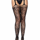 Gardenia Lace Garter Belt Stockings - One Size -  Black Leg Avenue