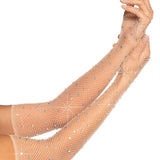 Rhinestone Fishnet Long Gloves Nude Leg Avenue