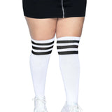 Over the Knee Athletic Socks - 1x/2x - White/black Leg Avenue