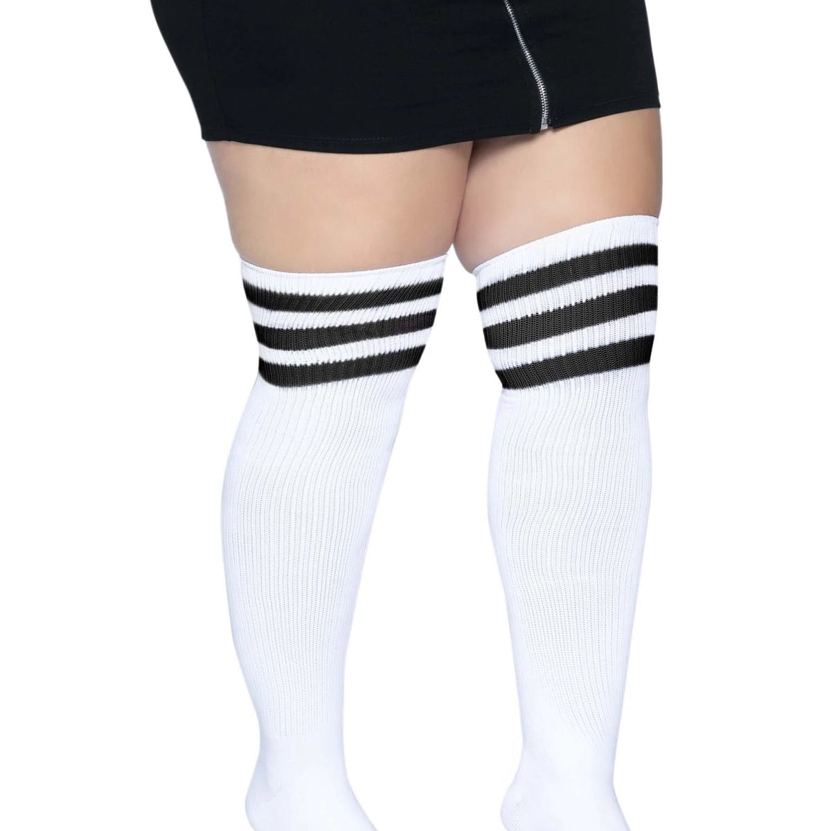 Over the Knee Athletic Socks - 1x/2x - White/black Leg Avenue