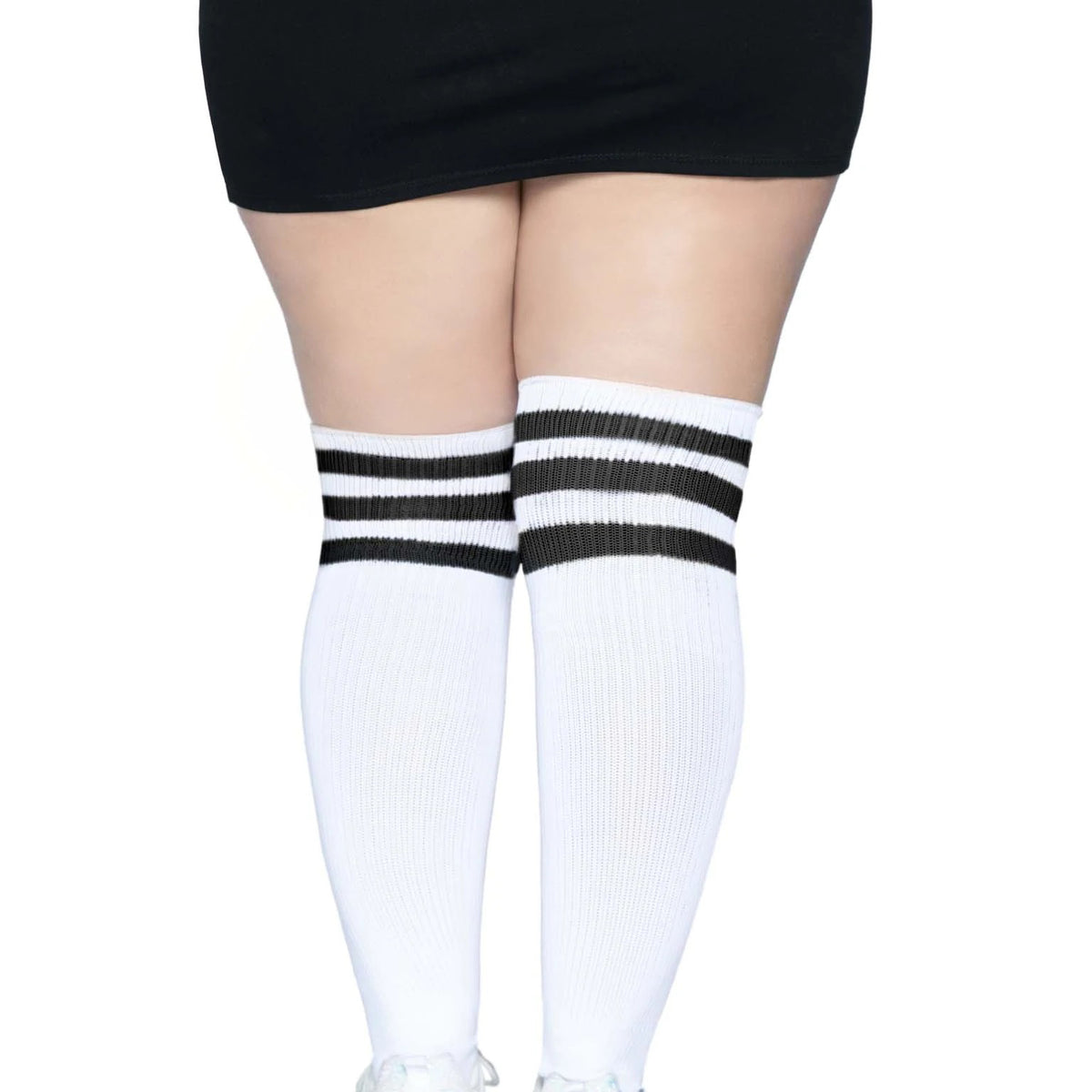 Over the Knee Athletic Socks - 1x/2x - White/black Leg Avenue