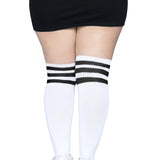 Over the Knee Athletic Socks - 1x/2x - White/black Leg Avenue