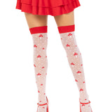 Polka Dot Mushroom Thigh High - One Size - White/red Leg Avenue